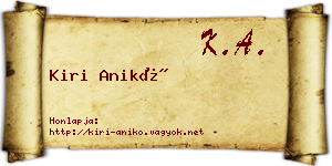 Kiri Anikó névjegykártya