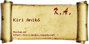 Kiri Anikó névjegykártya